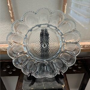 Vintage Elegant Hobnail Clear Glass Egg Plate
